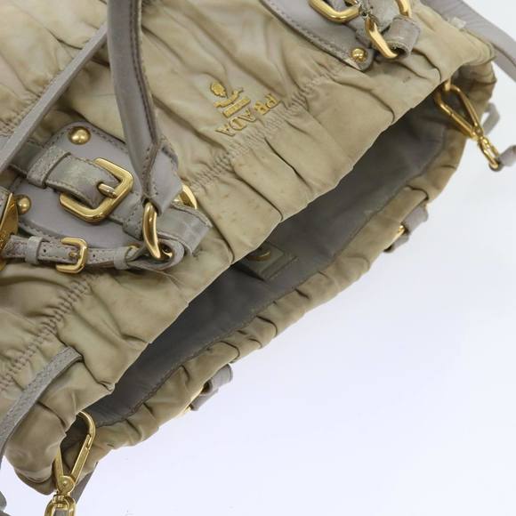PRADA Hand Bag Nylon 2way Beige Auth ac2285 - Picture 6 of 16